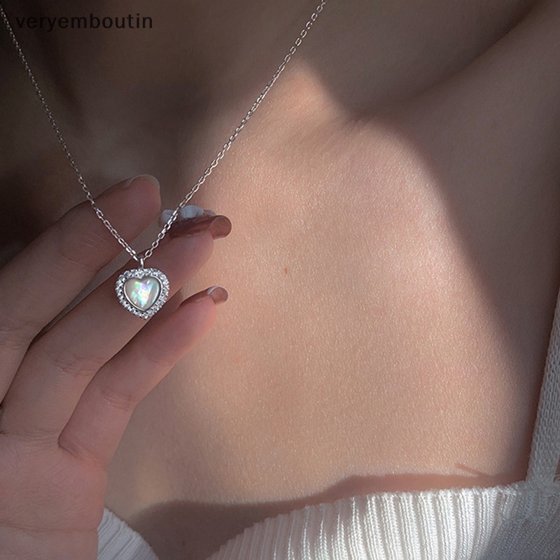 Vòng cổ Mặt Đá Opal Hình Trái Tim Màu Sắc Thời Trang Cho Nữ