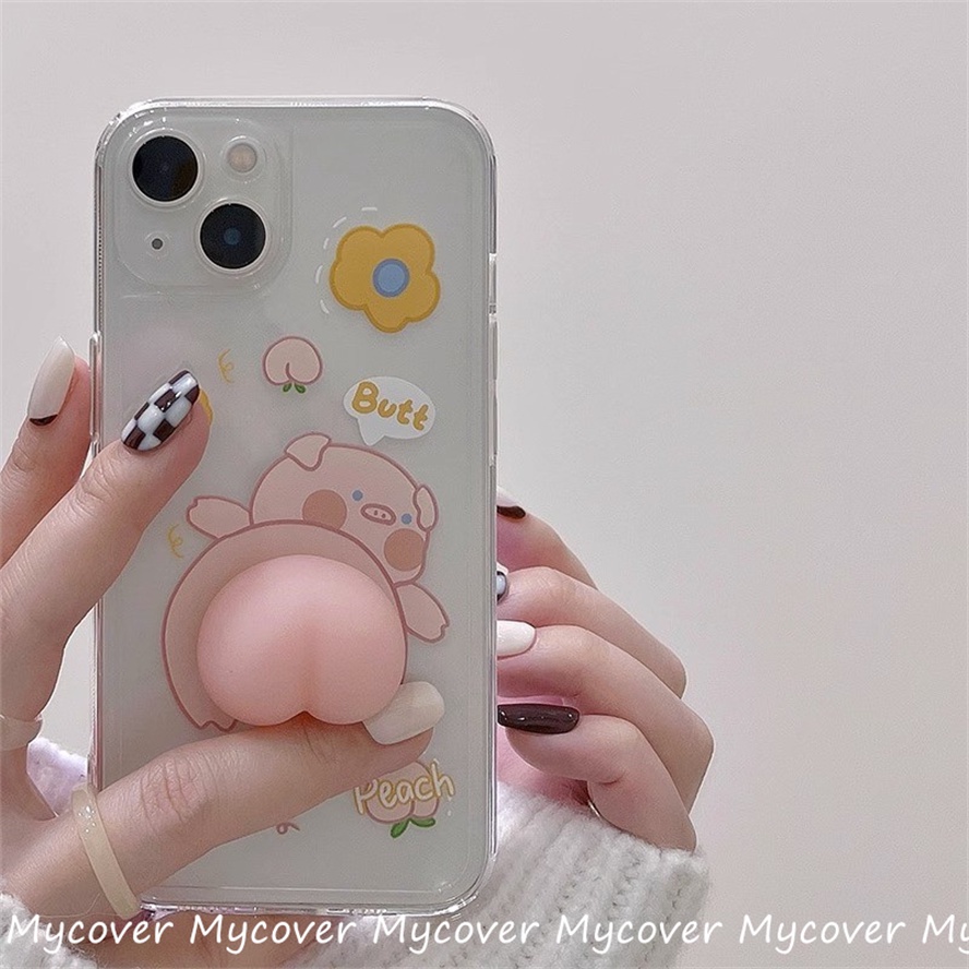 Ốp Điện Thoại Silicon Mềm Hình Mông Cún / Heo / Quả Đào 3D Cho iPhone 11 12 13 14 Pro Max X Xr Xs 8 7 6 Plus SE 2020