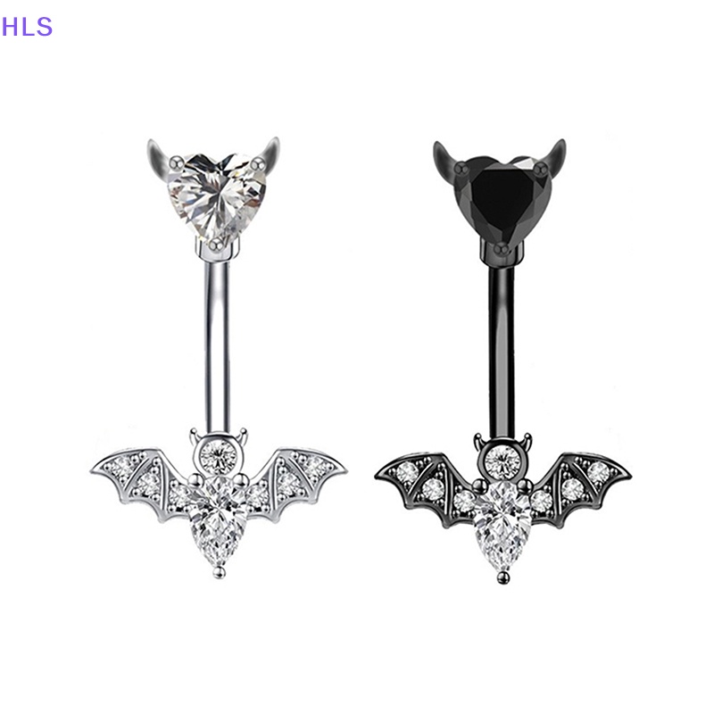 Khuyên Rốn Hình Dơi Đính Đá Pha Lê Đen Cá Tính
