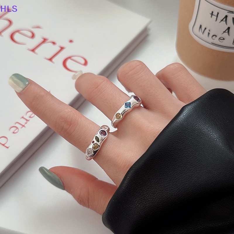 Nhẫn Đính Đá Zircon Nhiều Màu Tự Nhiên Thời Trang Cho Nữ