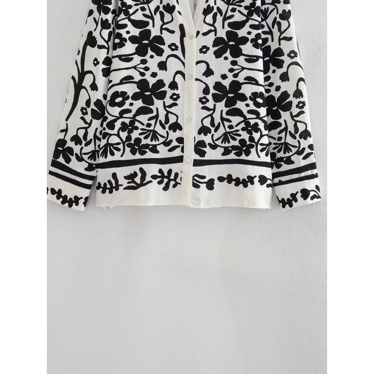 Hàng Mới Về Áo Sơ Mi Vải Lanh In Họa Tiết Phong Cách Âu Mỹ Thời Trang Mùa Hè 2023 W025 9573