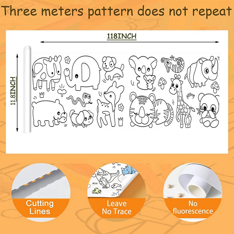 Bộ 5 Cuộn Giấy Vẽ Tranh 118X11.8 Inches Dành Cho Trẻ Em