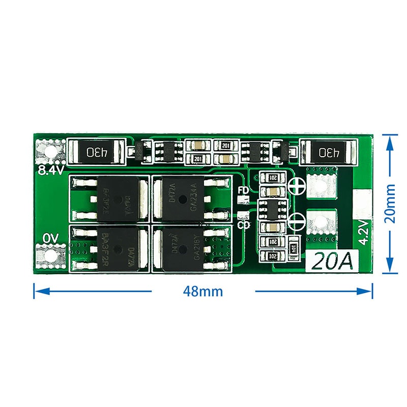 Bảng Mạch Bảo Vệ Pin Lithium 2S 20A 7.4V 8.4V 18650