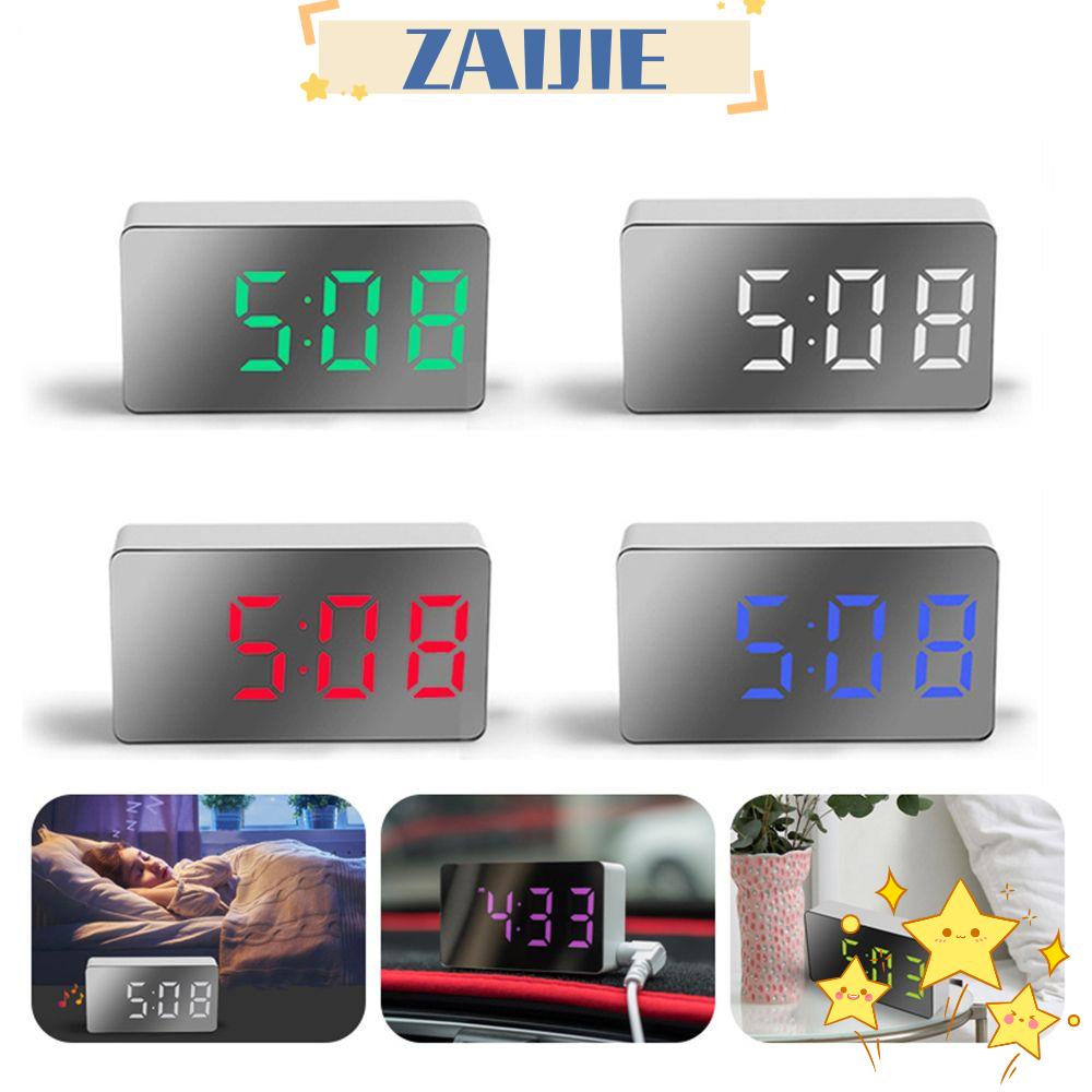 ZAIJIE24 Đồng Hồ Báo Thức Kỹ Thuật Số Với Màn Hình LED Hiển Thị USB