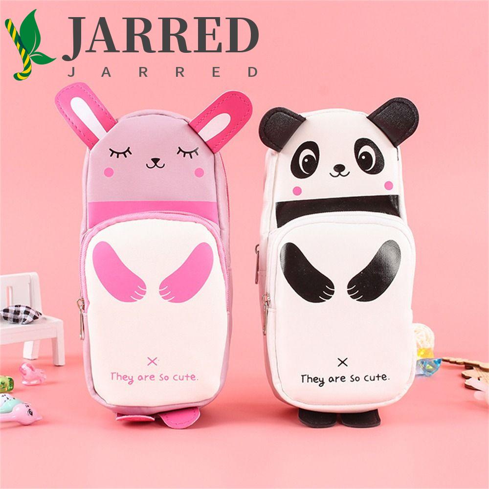 JARRED Túi Đựng Bút Bằng Da PU Có Khóa Kéo Dễ Thương