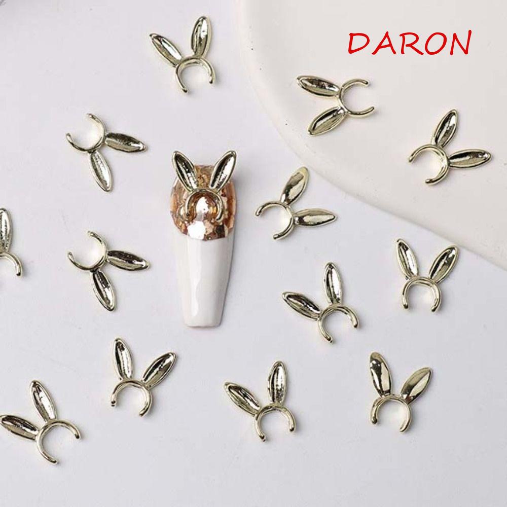 DARON Phụ Kiện Trang Trí Móng Tay Hình Tai Thỏ Bằng Bạc Phong Cách Nhật Bản Dành Cho Nữ