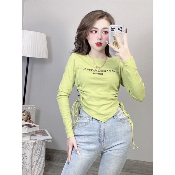 Áo Thun Tay Dài Thiết Kế Rút Dây Hai Bên Eo Cực Xinh TTSLT0040