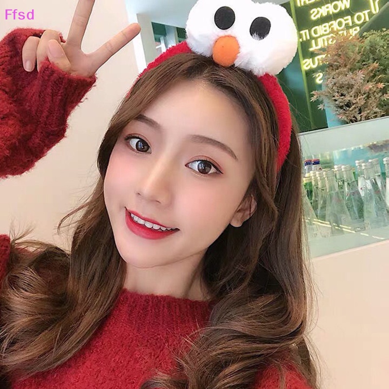 {Ffsd} Băng Đô Cài Tóc Rửa Mặt Phủ Lông Hình Sesame Street Mắt To Dễ Thương Mới Cho Nữ * Hàng Bán Chạy
