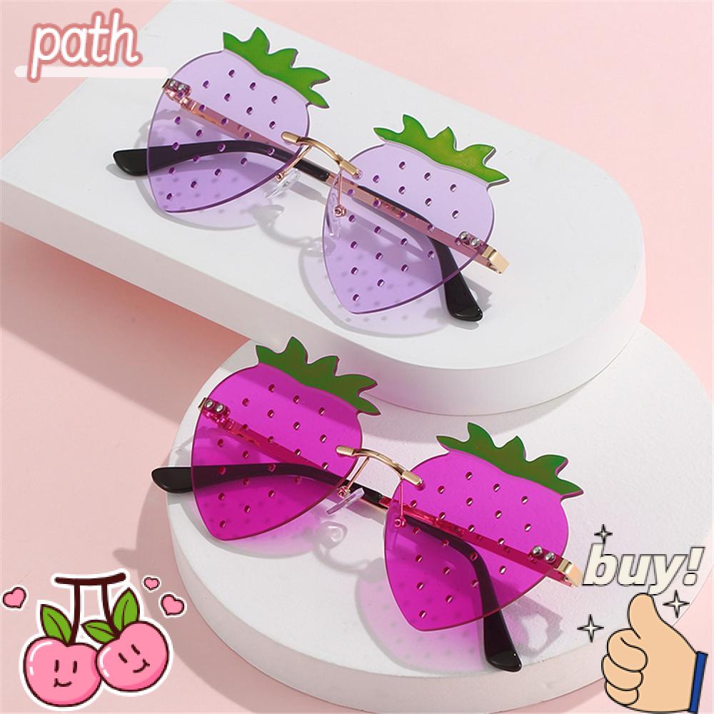 PATH Kính Mát Y2K Gọng Kim Loại Không Viền Họa Tiết Dâu Tây Thời Trang Đường Phố Cho Dịp Halloween / Giáng Sinh