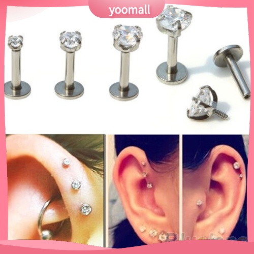 Bộ 2 Khuyên Xỏ Cơ Thể Đính Đá Zircon Thời Trang