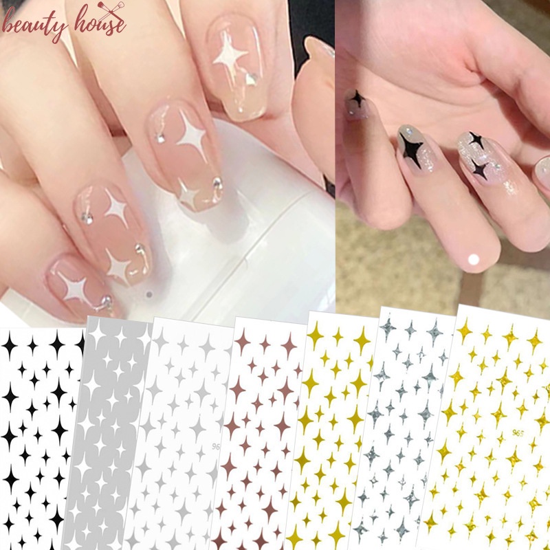 Bộ 1 Miếng Dán Trang Trí Móng Tay Hình Trăng Sao 3D Phong Cách Pháp Đơn Giản
