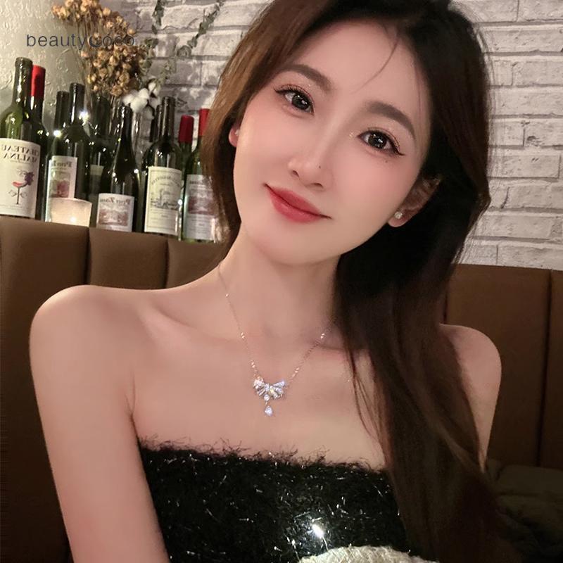 Beautycoco🍊Dây Chuyền Mặt Hình Giọt Nước Đính Đá Zircon Sang Trọng