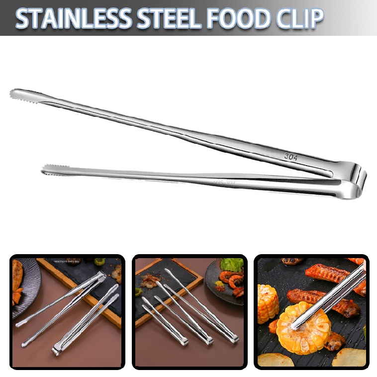 Stainless Steel BBQ Grill Kitchen Tongs Baking Bread Cooking Serving Tools