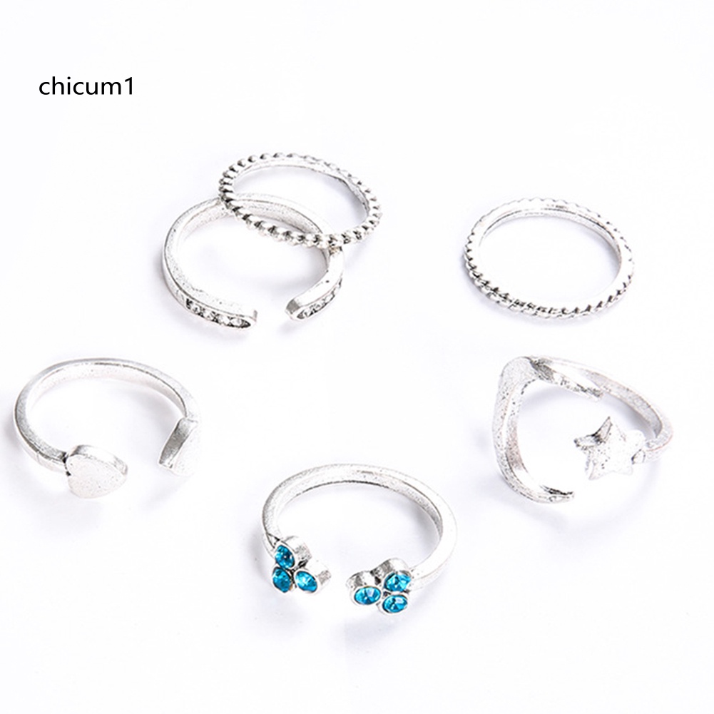 Set 6 Nhẫn Đốt Ngón Tay Nhiều Kiểu Dáng Thời Trang