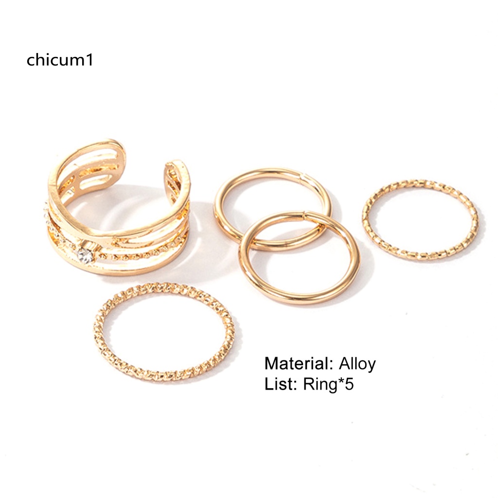 Set 5 Nhẫn Đeo Khớp Ngón Tay Màu Sắc Lấp Lánh Dễ Phối Đồ