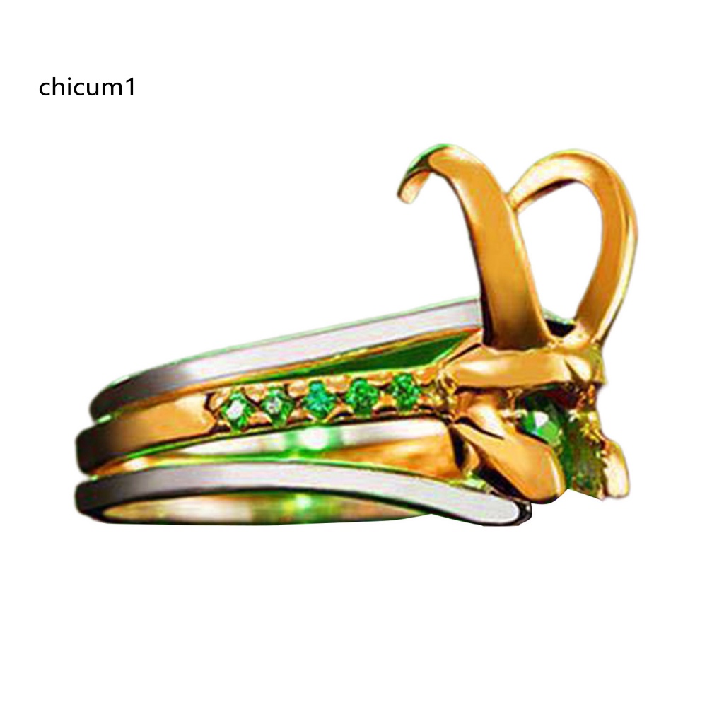 Set 3 Nhẫn Đeo Tay 3 Trong 1 Hình Nón Bảo Hiểm Có Thể Tháo Rời Đính Đá Zirconia Màu Xanh Lá