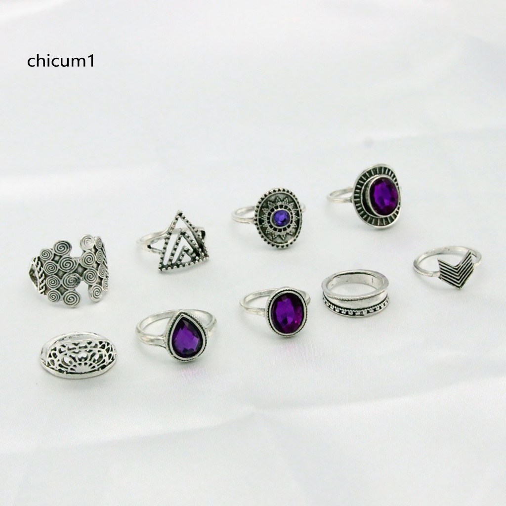 Set 9 Nhẫn Đeo Khớp Ngón Tay Phong Cách Bohemia