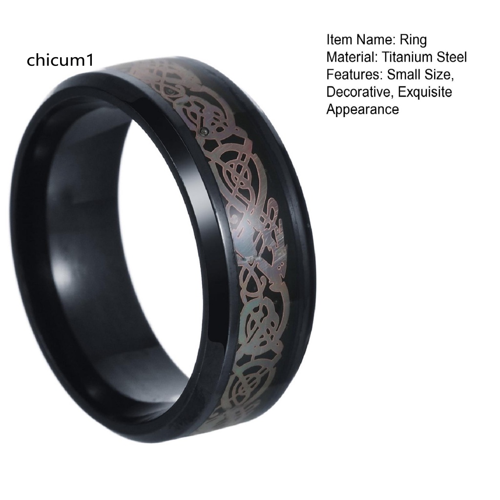 Nhẫn Mạ Thép Titan Nhẹ In Họa Tiết Nhiều Màu Sắc Chống Phai Màu Nhỏ Gọn Tinh Tế Thời Trang Cho Nam