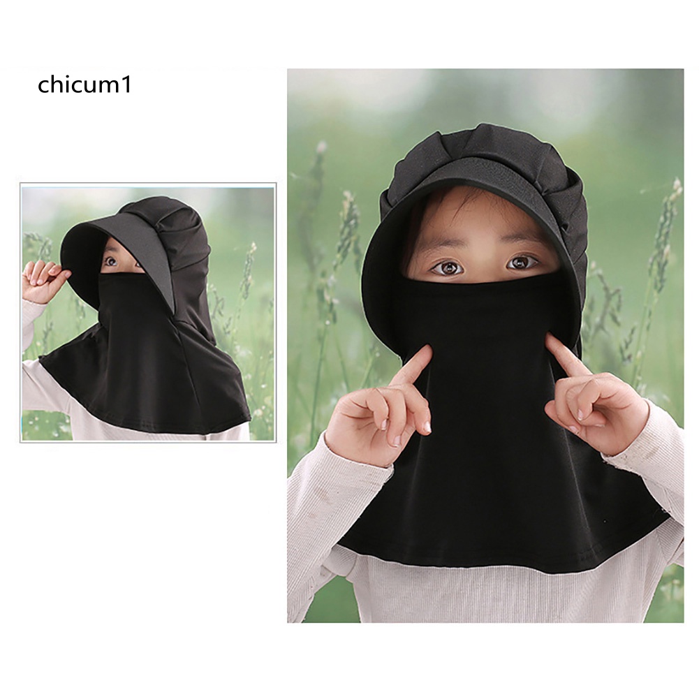 Mũ Che Mặt Vành Rộng Chống Tia UV Màu Trơn Có Thể Gấp Gọn Dành Cho Người Lớn Và Trẻ Em
