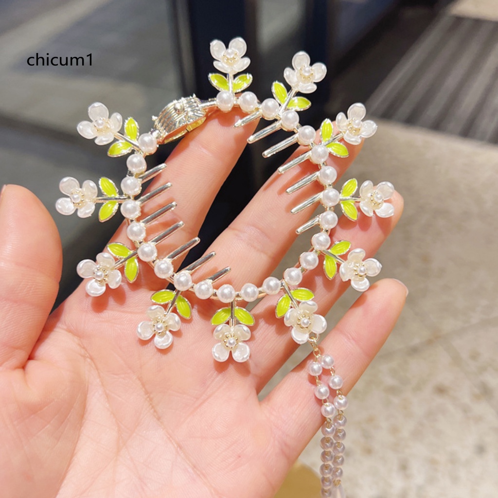 Kẹp Tóc Đính Ngọc Trai Giả Bằng Thép Không Gỉ Trang Trí Tóc Đuôi Ngựa Cho Nữ