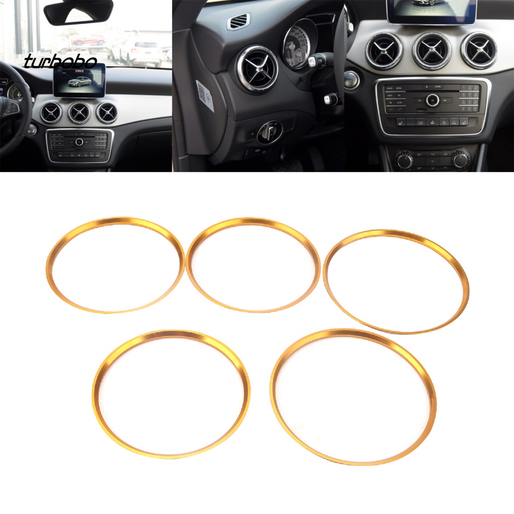 Set 5 Vòng Đệm Tự Dính Trang Trí Lỗ Thông Gió Máy Điều Hòa Xe Hơi A / B Class CLA GLA180 200 220 250 260