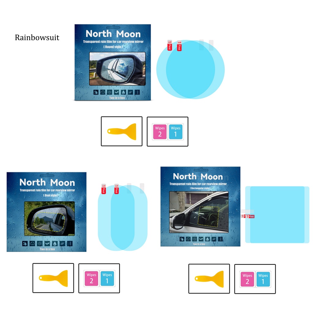 1 Cặp Phim Dán Gương Chiếu Hậu Chống Trầy Xước / Chống Tia Cực Tím / Chống Thấm Nước / Chống Sương Mù Cho Xe Hơi