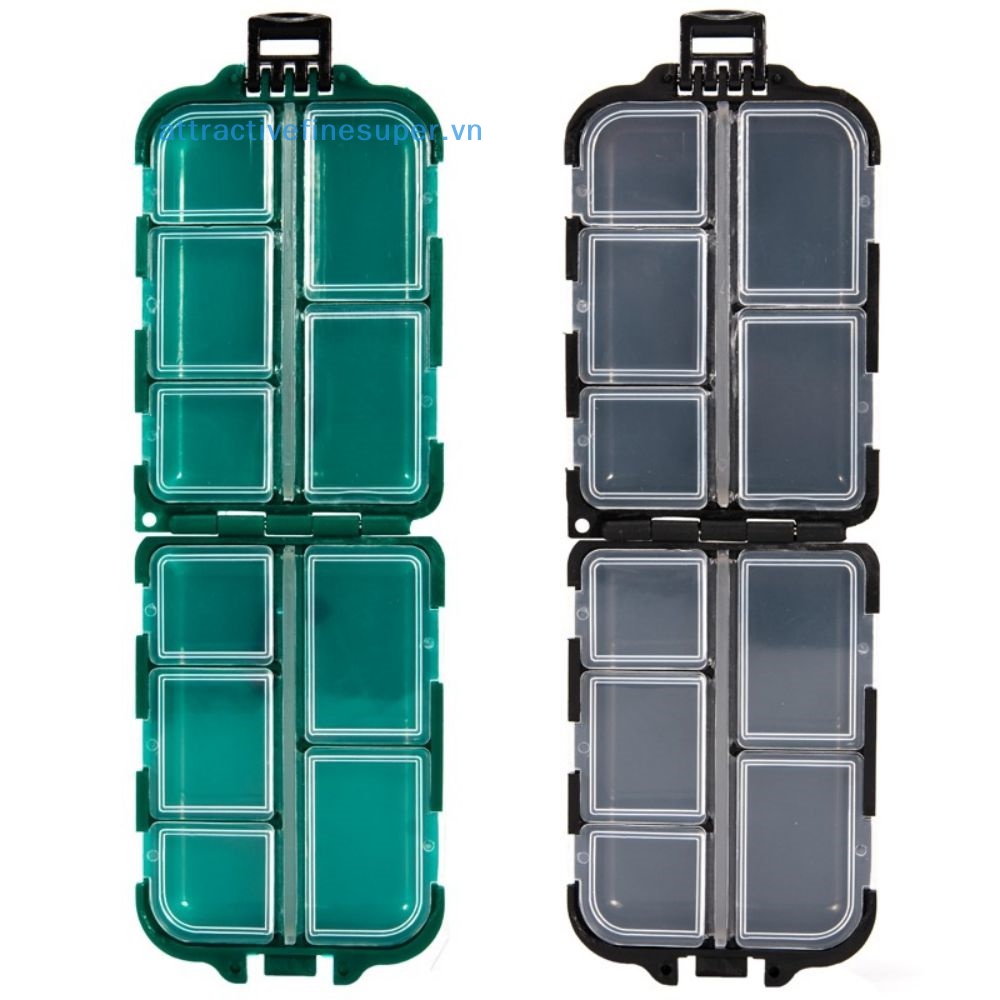 1 Hộp Đựng Mồi Câu Cá Mini 10 Ngăn Bằng Nhựa Trong Suốt Chống Thấm Nước