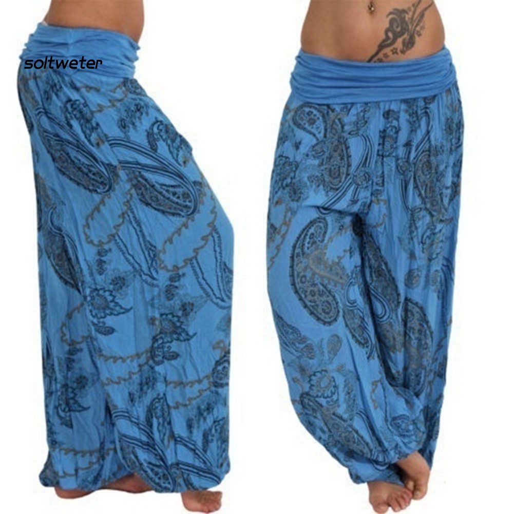 Quần Baggy Dài Ống Rộng Họa Tiết Hoa Thời Trang Boho Cho Nữ