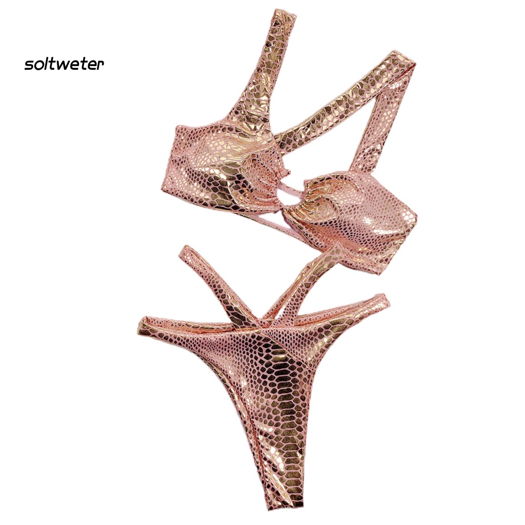 Bộ Bikini 2 Mảnh Hở Lưng Có Mút Đệm Họa Tiết Da Rắn Quyến Rũ Dành Cho Nữ