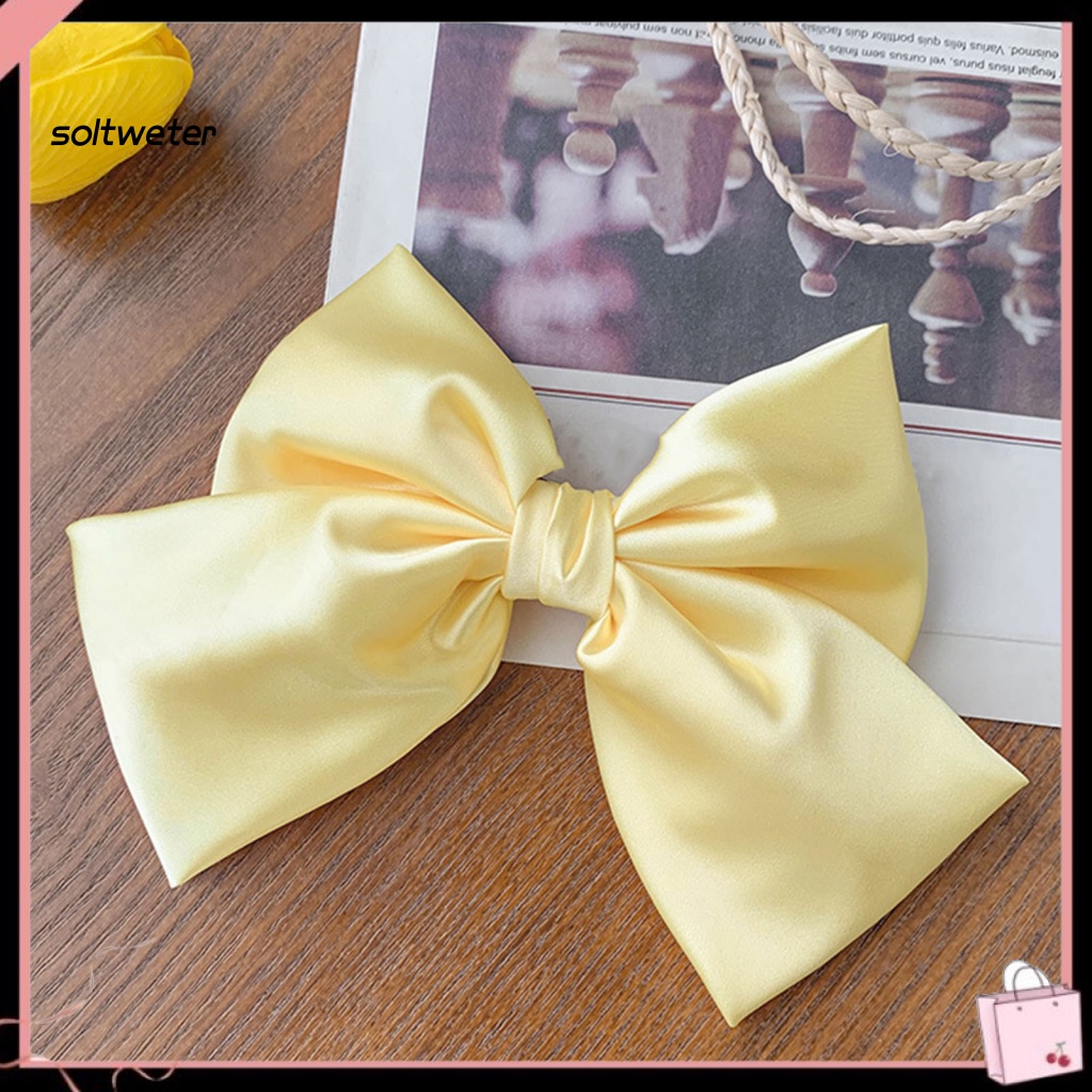 Kẹp Tóc Đính Nơ Bằng Vải Satin Cỡ Lớn Thời Trang Cho Nữ