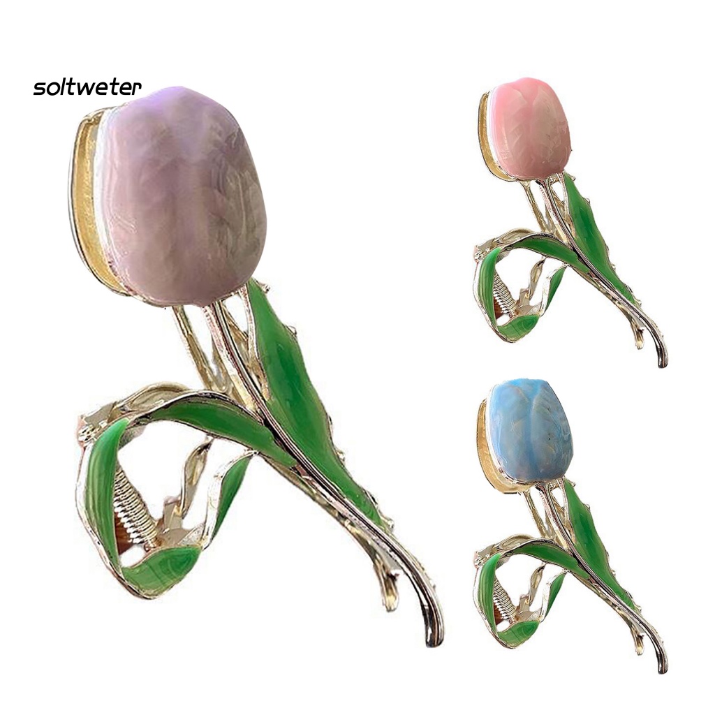 Kẹp Tóc Càng Cua Hình Hoa Tulip Phong Cách Hàn Quốc Thanh Lịch Cho Nữ
