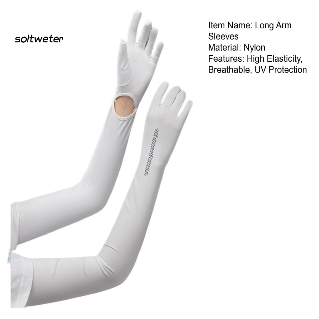 Bộ 2 Găng Tay Dài 58cm Bằng Lụa Lạnh Thoáng Khí Chống Nắng Chống Trượt Có Thể Điều Chỉnh