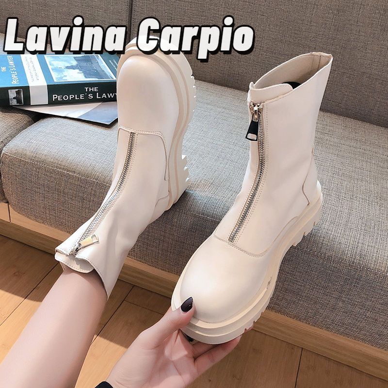 Giày Bốt Martin Phối Lông Thời Trang Cho Nữ