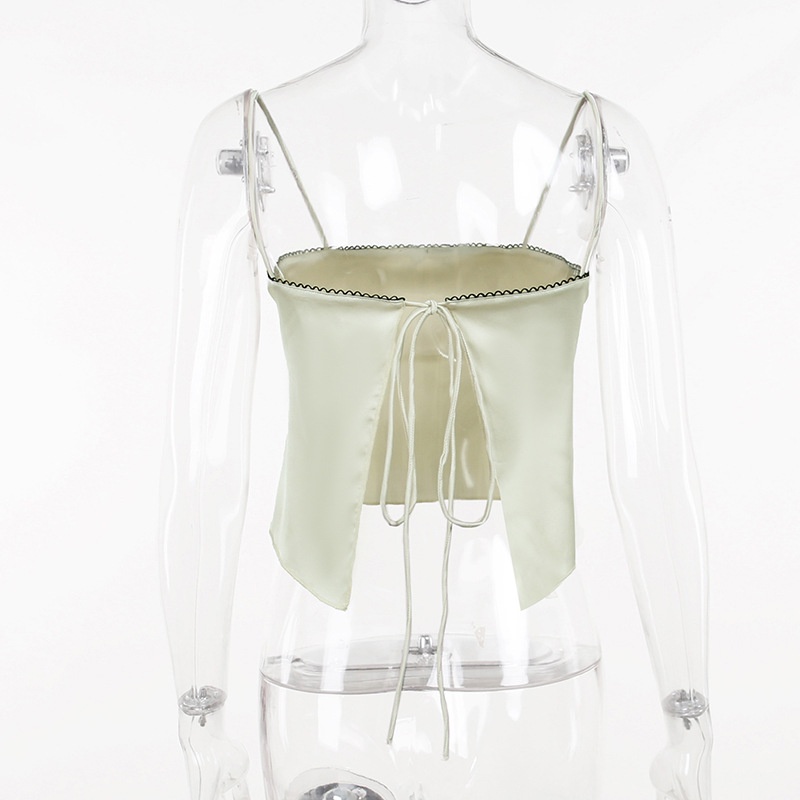 Áo Hai Dây Satin Phối Ren Thắt Nơ Xinh Xắn Thời Trang Cho Nữ