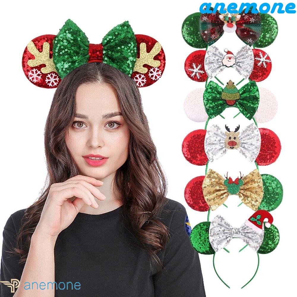 ANEMONE Băng Đô Cài Tóc Hình Tai Chuột Mickey Lấp Lánh Cho Người Lớn Dịp Giáng Sinh Năm Mới