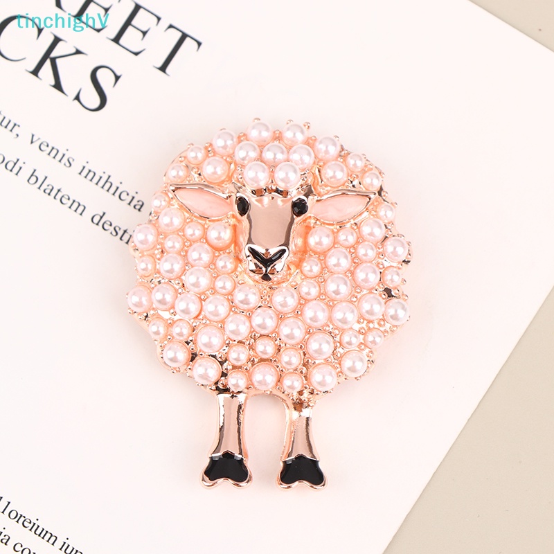 Ghim Cài Áo Hình Chú Cừu May Mắn Đính Ngọc Trai Giả Bằng Hợp Kim