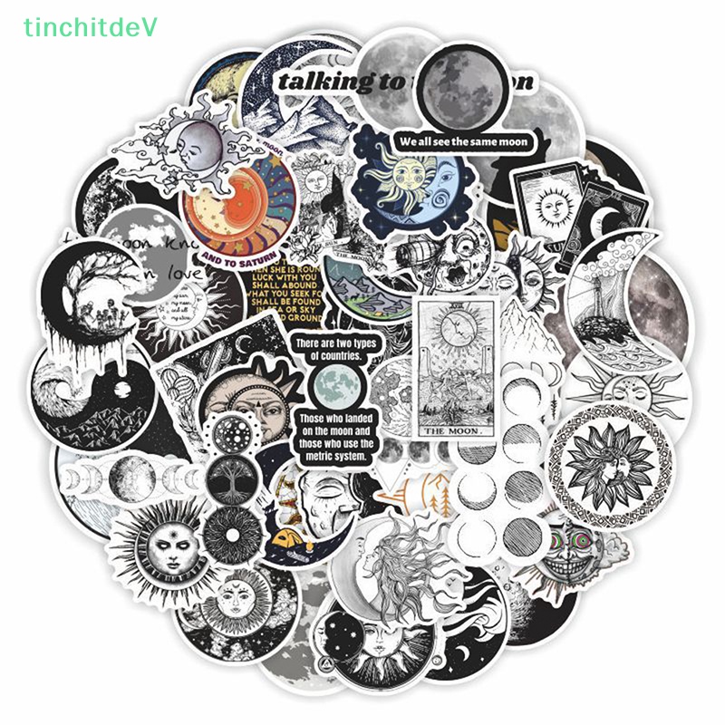 Bộ 50 Miếng Dán Hoạt Hình Mặt Trăng Phong Cách Gothic Cho Bé