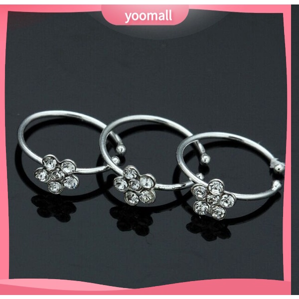 1 Khuyên Mũi Tròn Đính Đá Hình Hoa Gợi Cảm Bằng Thép Không Gỉ