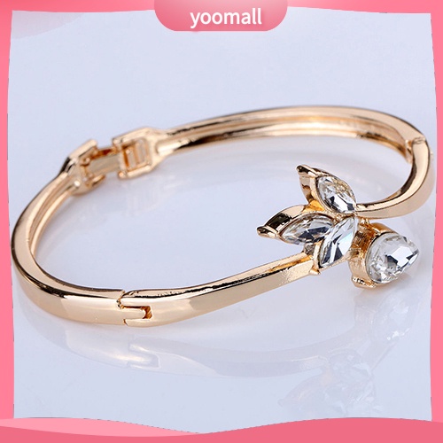 Vòng Tay Mạ Vàng Hồng Đính Đá Pha Lê Cho Nữ