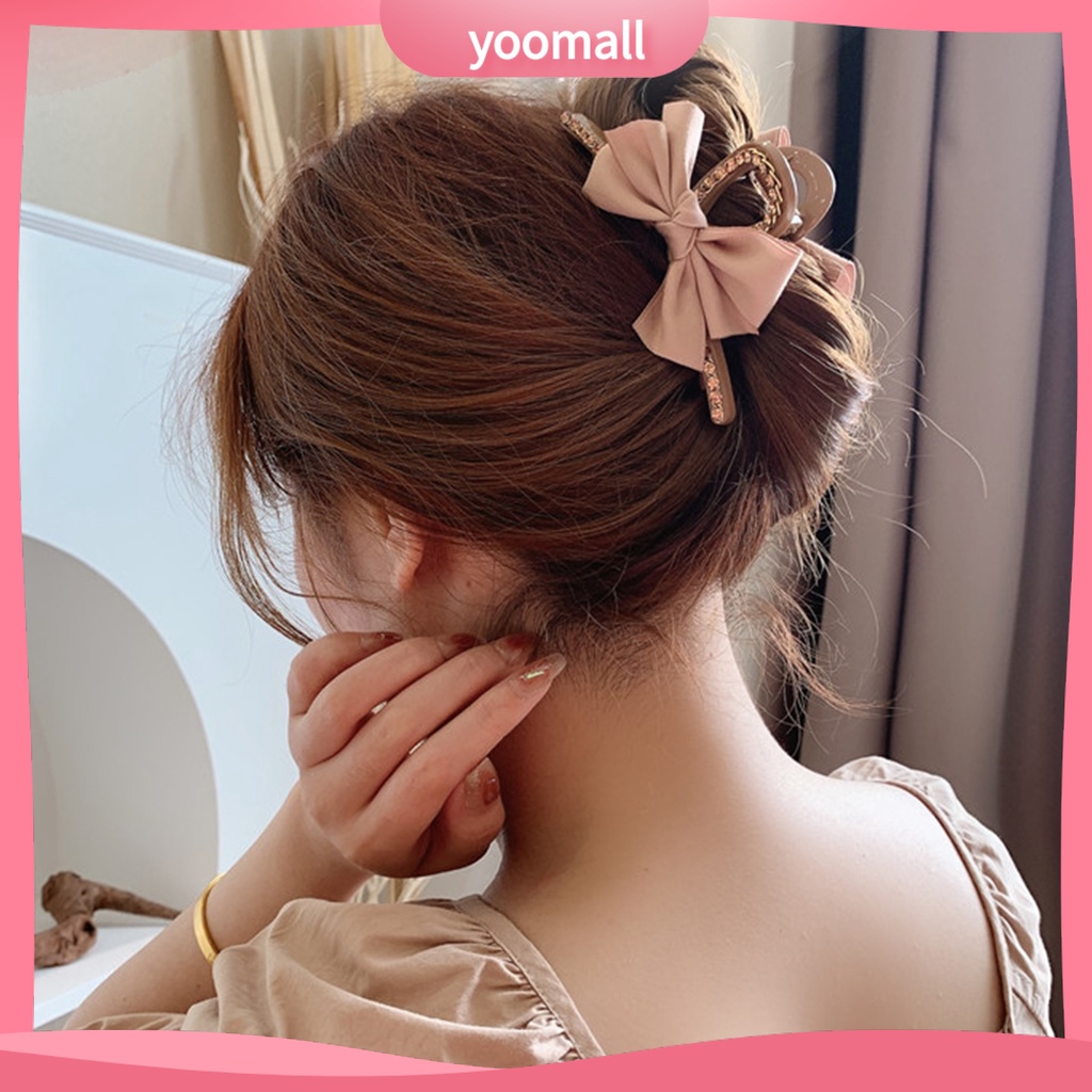 Kẹp Tóc Càng Cua Đính Đá Màu Trơn Chống Rơi Cho Nữ