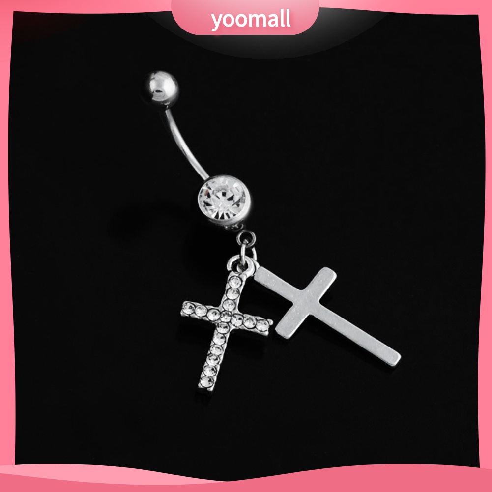 Khuyên Rốn Dạng Thanh Tạ Kép Đính Đá