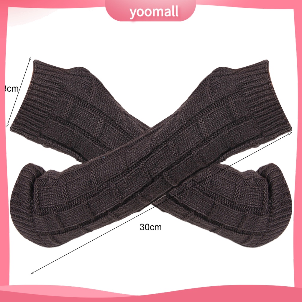 1 Đôi Găng Tay Len Dài Hở Ngón Giữ Ấm Thiết Kế Đục Lỗ Thời Trang Cho Nữ