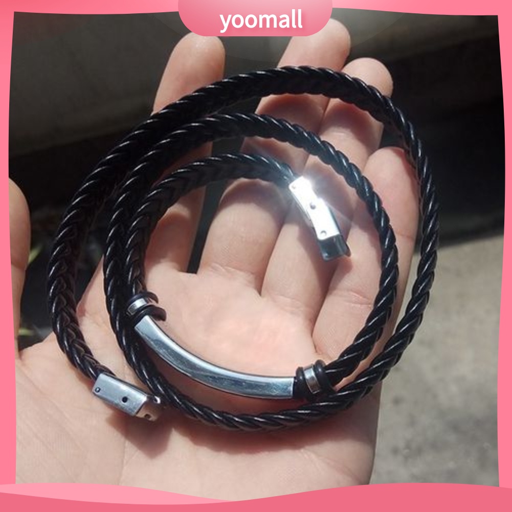 Vòng Tay Giả Da Nhiều Lớp Bện Dây Dài Thời Trang Cho Nam