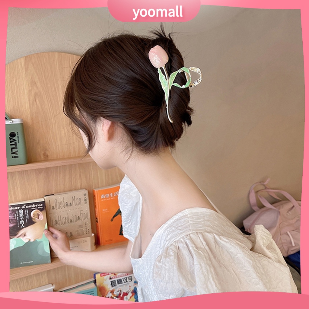 Kẹp Tóc Dài Hình Hoa Tulip Bằng Kim Loại Thanh Lịch Thời Trang Cho Nữ