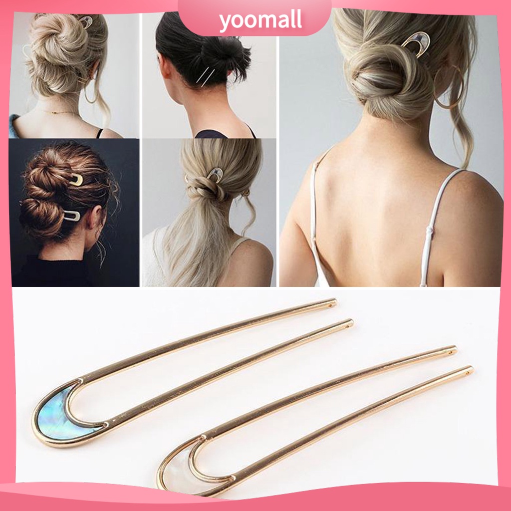 Kẹp Tóc Chữ U Bằng Thép Không Gỉ Màu Trơn Chống Biến Dạng Dành Cho Nữ