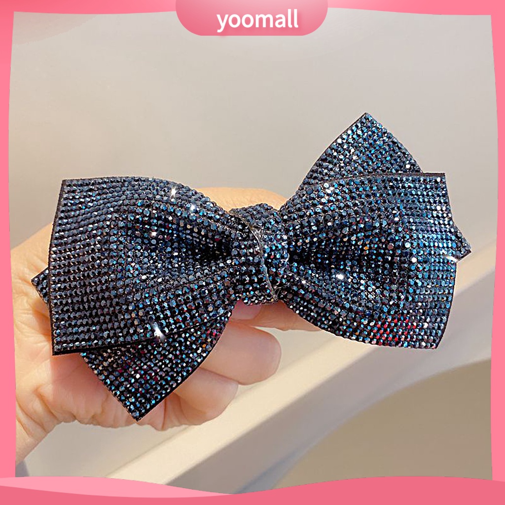 Kẹp Tóc Nơ Đính Đá Lấp Lánh Cố Định Chống Trượt Chống Rơi Vỡ