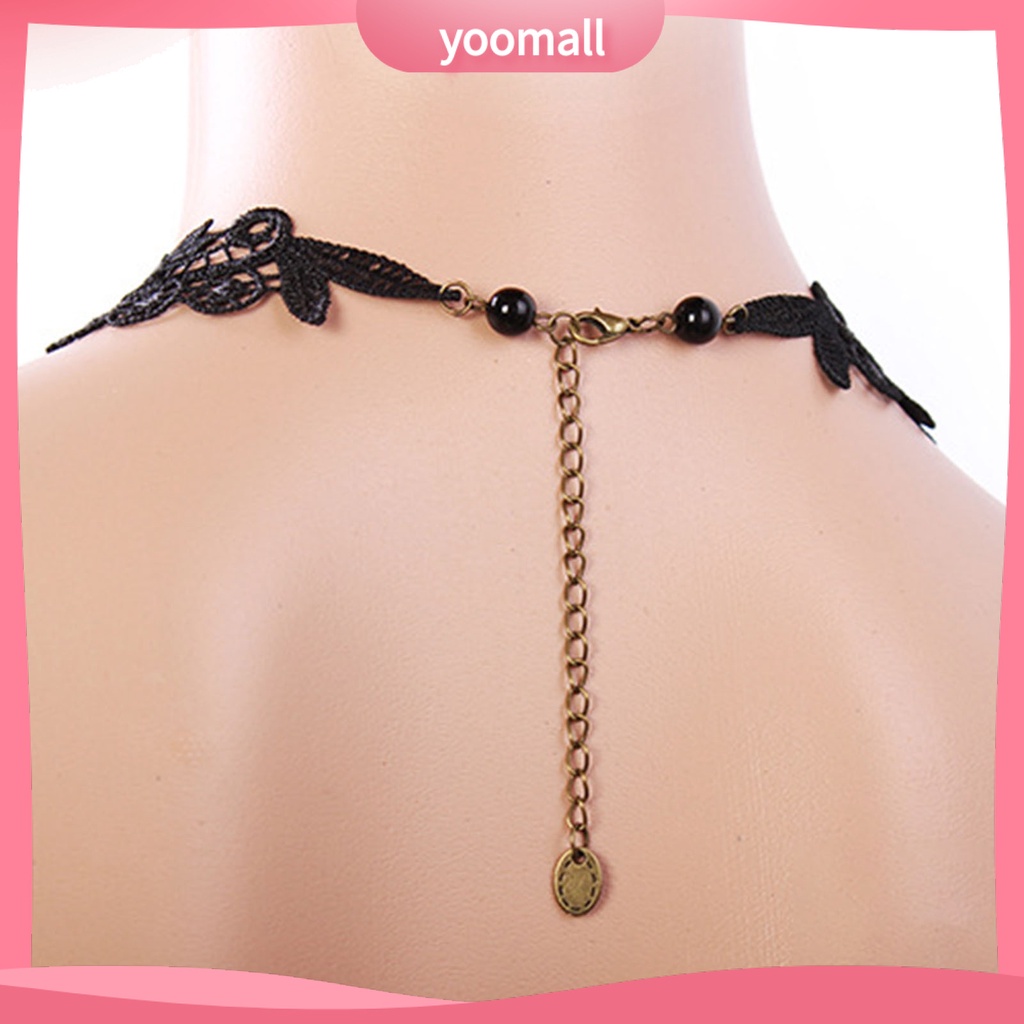 Vòng Cổ Choker Ren Màu Đen Đính Hạt Rỗng Tùy Chỉnh Thời Trang Dự Tiệc Cho Nữ