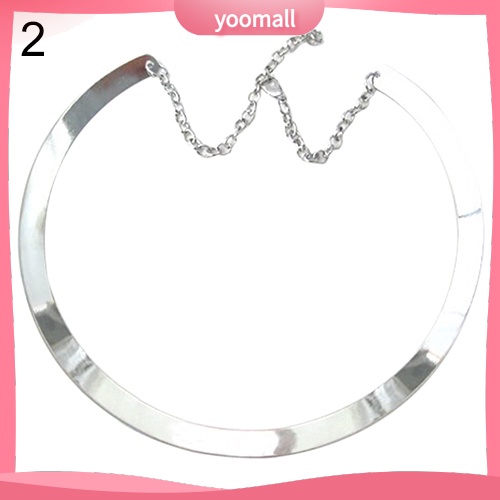 [YM] Vòng Cổ Choker Kim Loại Mỏng Mặt Gương Sáng Bóng Mạ Vàng Bạc Trang Sức Vòng Tròn Cho Nữ
