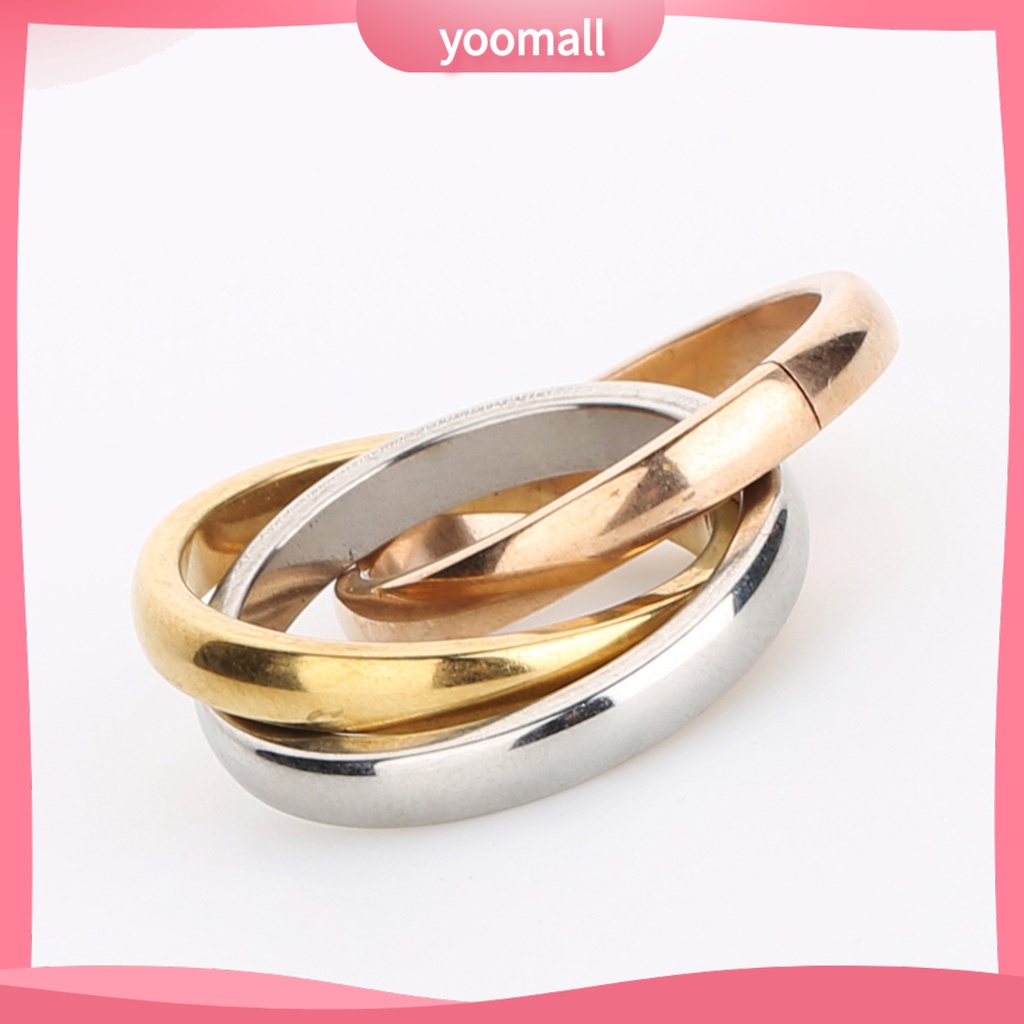 Nhẫn Trơn 3 Lớp Bằng Thép Không Gỉ Thời Trang Cho Nữ