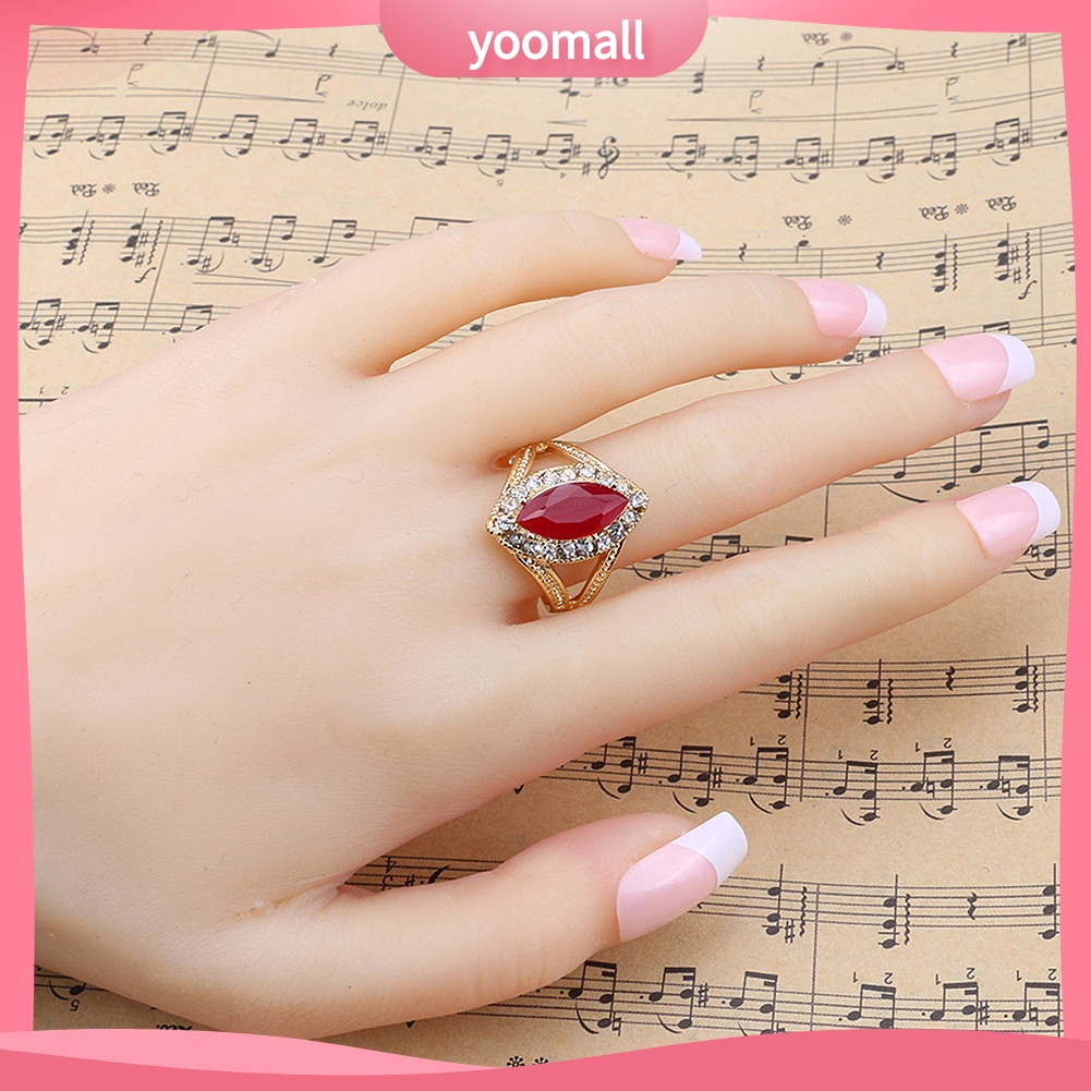 Nhẫn Hình Giọt Nước Đính Đá Hình Giọt Nước Phong Cách Hoàng Gia Cổ Điển